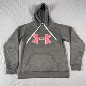 Under Armour UA Storm Hoodie Womens S Gray Pink Logo Pullover